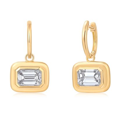 TJE015 EMERALD FASHION DROP DOUBLE BEZEL EARRINGS