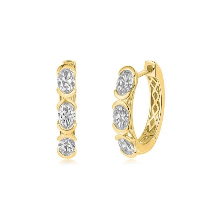 E045 Oval Fashion Half-Moon Huggies Earrings