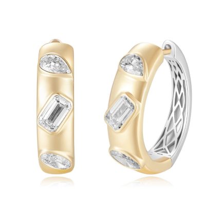 E052 Multi-Shapes  Fashion Two Tone Huggies Earrings