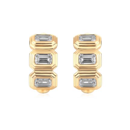 E058 Emerald Fashion Bezel Earrings