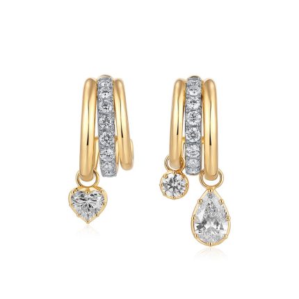 E104 Heart Pear Round Aire Georgian Drop Huggies Earrings