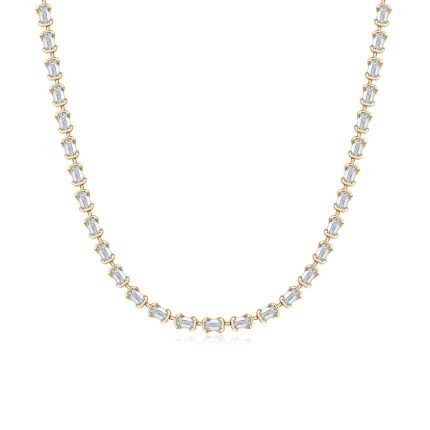 N033 Emerald All The Way Half-Moon Necklace