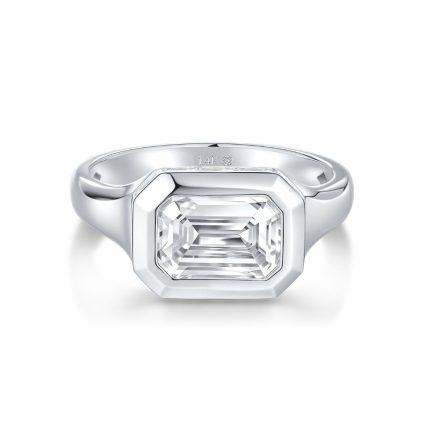 R067 Emerald Baguettes Fashion Bezel-Halo Ring