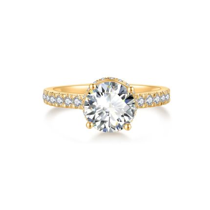 R111 Round Bridal Hidden Halo Pave Ring
