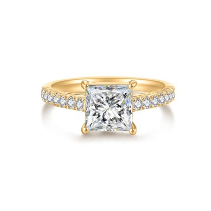 R117 Princess  Bridal Halo-Pave Ring