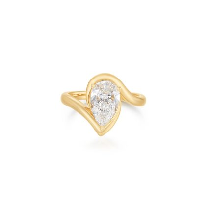R081 Pear Fashion Solitaire Bezel Ring
