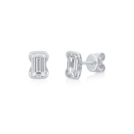 TJE028 EMERALD FASHION STUDS HALF-MOON EARRINGS