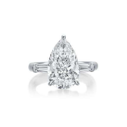 TJR053 PEAR 3STONE BRIDAL RING