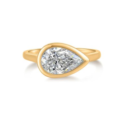 TJR066 PEAR PINKY BEZEL RING