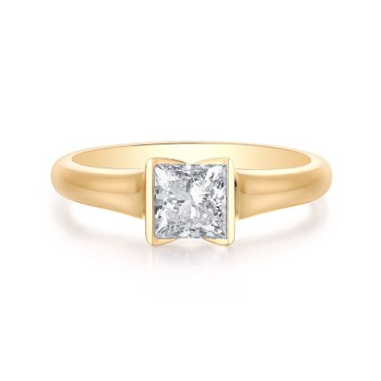 TJR077 PRINCESS SOLITAIRE HALF MOON RING