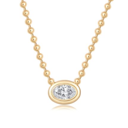 TJN015 OVAL SOLITAIRE DOUBLE BEZEL NECKLACE