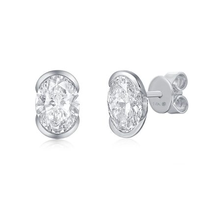 TJE028 OVAL FASHION STUDS HALF-MOON EARRINGS