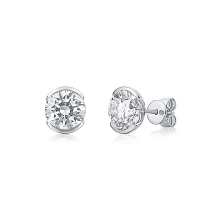 TJE028 ROUND FASHION STUDS HALF-MOON EARRINGS