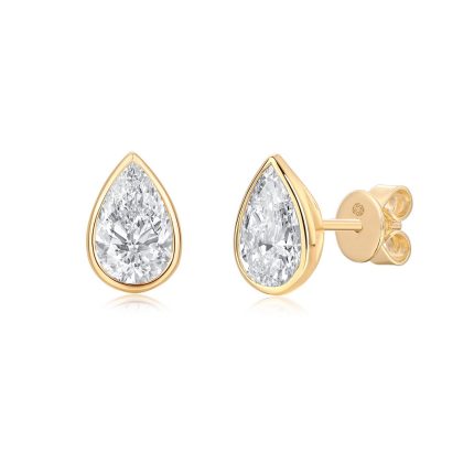 TJE054 PEAR FASHION STUDS BEZEL EARRINGS