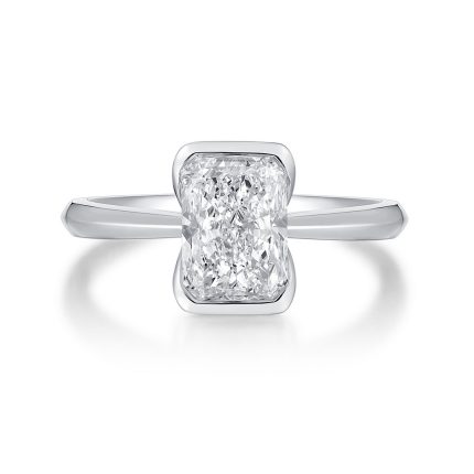 TJR085 RADIANT SOLITAIRE HALF MOON RING