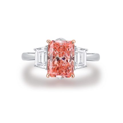 TJR904RADPW RADIANT PINK 3STONE BRIDAL RING