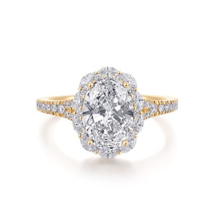TJR128 OVAL HALO PAVE BRIDAL RING