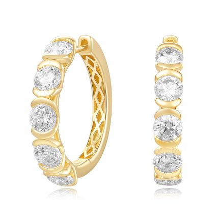 TJE045 ROUND FASHION HUGGIES HALF MOON EARRINGS