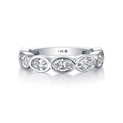 TJR055 OVAL 3/4 ETERNITY BEZEL RING