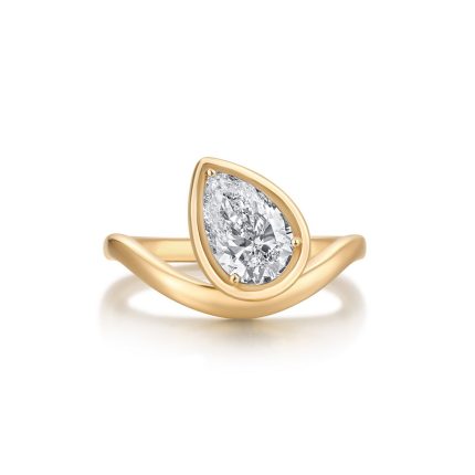 TJR061 PEAR SOLITAIRE BEZEL RING