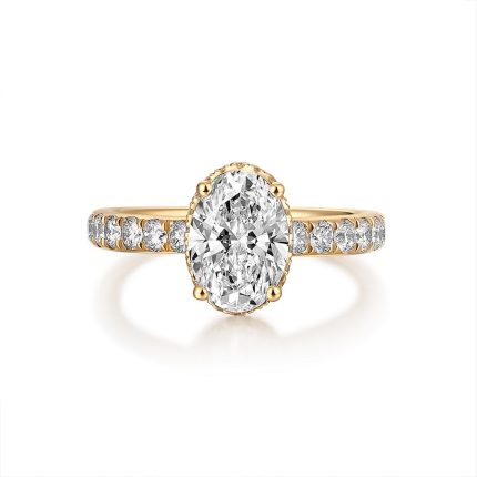 TJR142 OVAL HALO PAVE BRIDAL RING