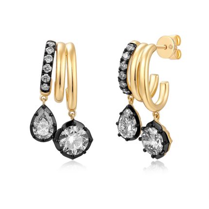 TJE064 ROUND, PEAR FASHION HUGGIES GEORGIAN EARRINGS