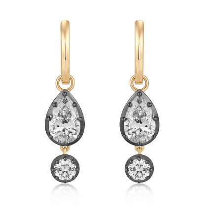 TJE787 PEAR, ROUND FASHION DROP GEORGIAN EARRINGS