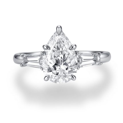 TJR0995PR-2.5W/2268 PEAR 3STONE BRIDAL RING CERTIFIED