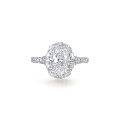 TJR128 OVAL HALO PAVE BRIDAL RING