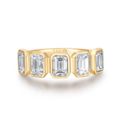 TJR140 OVAL 5STONE BEZEL RING