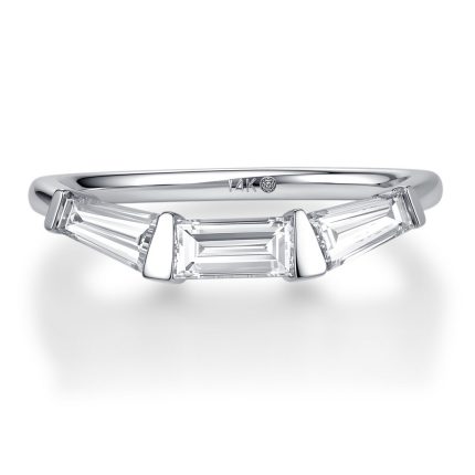 TJR900BANDW BAGUETTES 3STONE WEDDING BAND RING