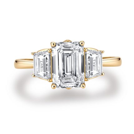 TJR907EMY EMERALD 3STONE BRIDAL RING