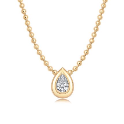 TJN015 PEAR SOLITAIRE DOUBLE BEZEL NECKLACE