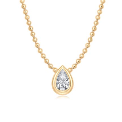 TJN015 PEAR SOLITAIRE DOUBLE BEZEL NECKLACE