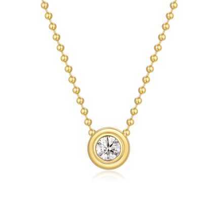 TJN015 ROUND SOLITAIRE DOUBLE BEZEL NECKLACE