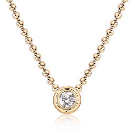 TJN015 ROUND SOLITAIRE DOUBLE BEZEL NECKLACE