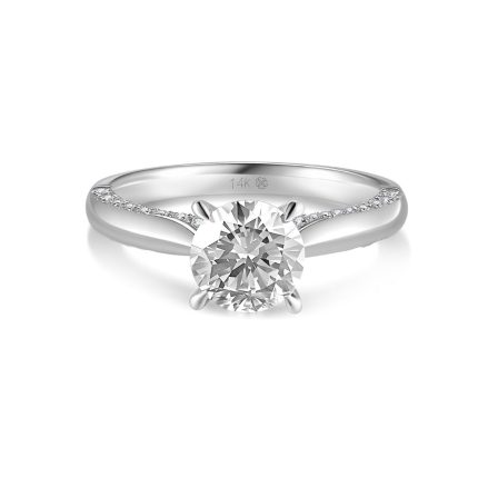 TJR072 ROUND SOLI PAVE BRIDAL RING