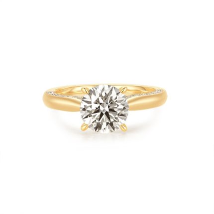 TJR072 ROUND SOLI PAVE BRIDAL RING