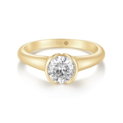 TJR077 ROUND SOLITAIRE HALF MOON RING