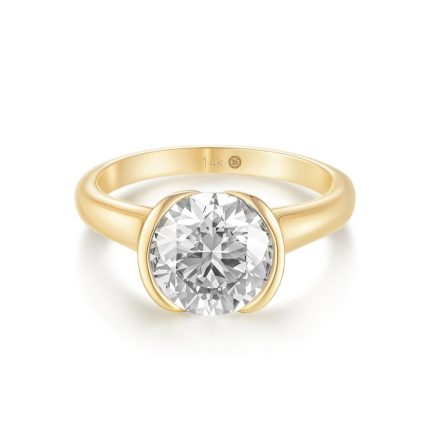 TJR077 ROUND SOLITAIRE HALF MOON RING