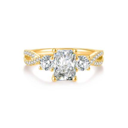 TJR103 RADIANT 3STONE PAVE BRIDAL RING