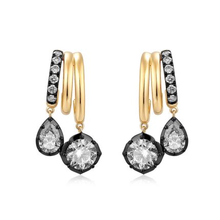 TJE064 ROUND, PEAR FASHION HUGGIES GEORGIAN EARRINGS
